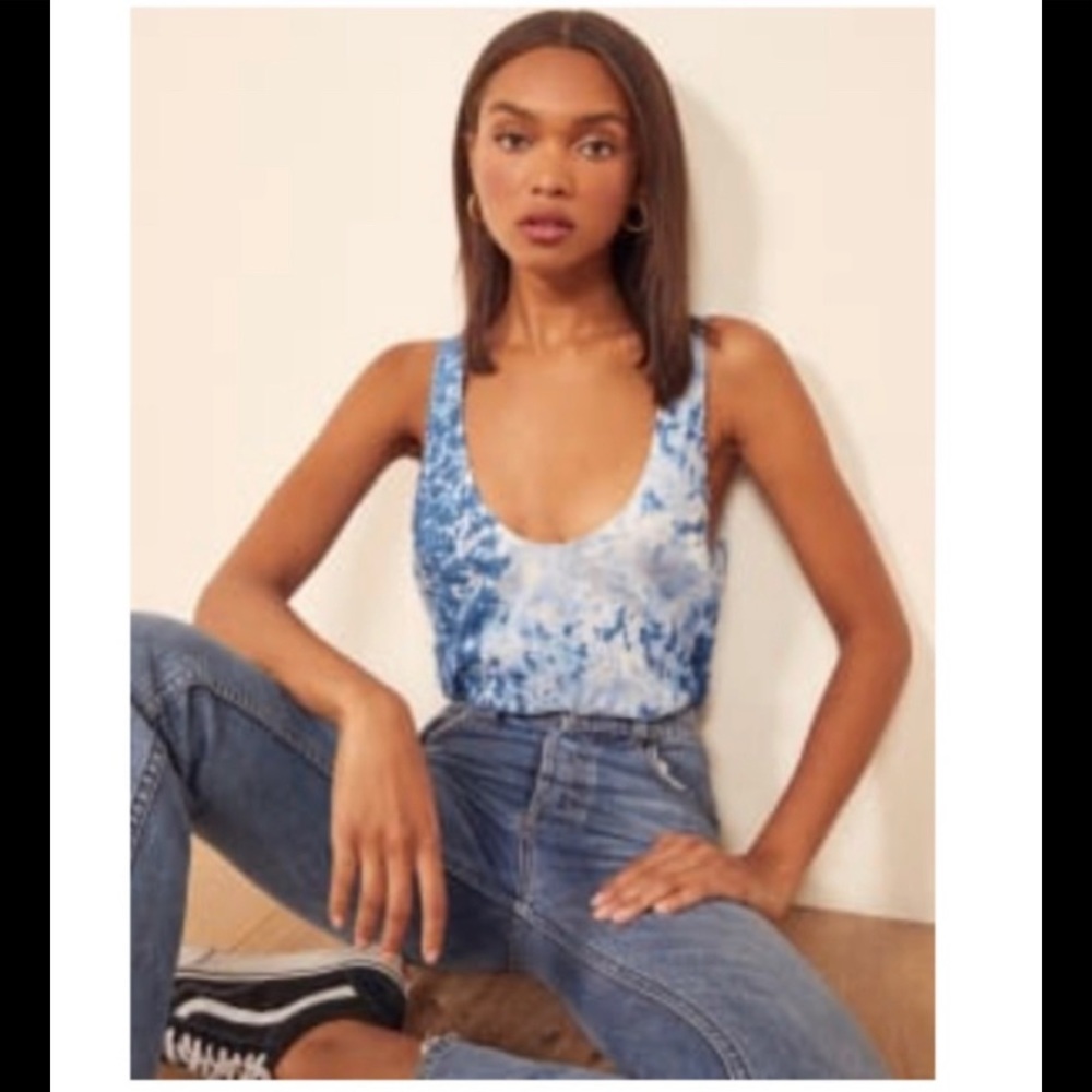 Reformation Lyle Tank Top Shibori Tie Dye Medium